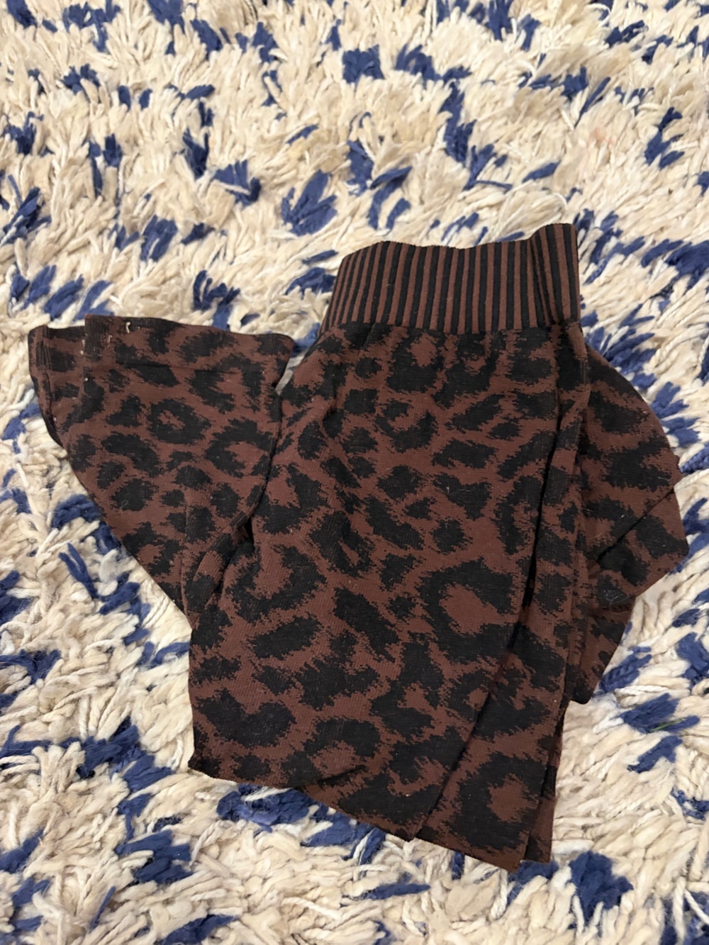 Manon Brown Leopard-Print Pull-On Leggings with Ribbed Waistband - one size